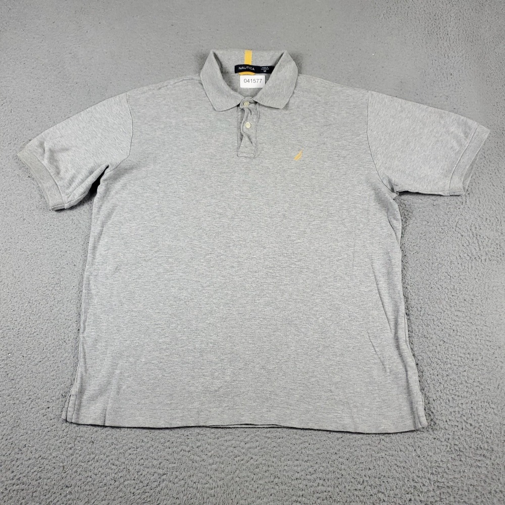 Nautica Polo Shirt Mens Size Medium Gray Casual Short Sleeve Adult *